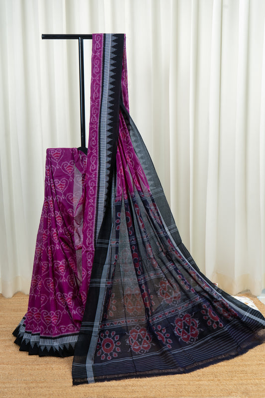 Odisha Ikkat Khandua Cotton Saree- Purple