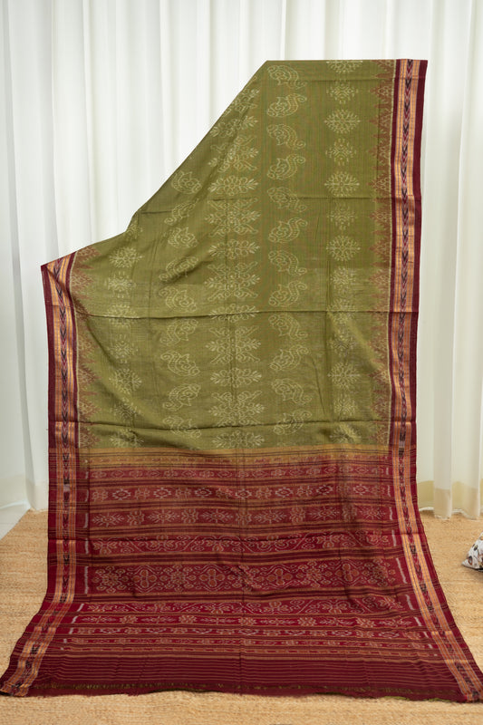 Odisha Ikkat  Cotton Saree- Mehndi  Green