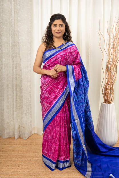 Exclusive Sambalpuri Pure Silk Saree - Pink