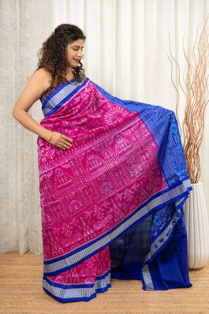 Exclusive Sambalpuri Pure Silk Saree - Pink
