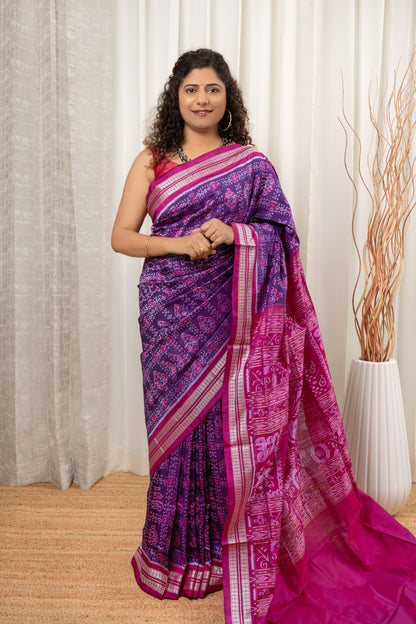 Exclusive Sambalpuri Pure Silk Saree - Purple