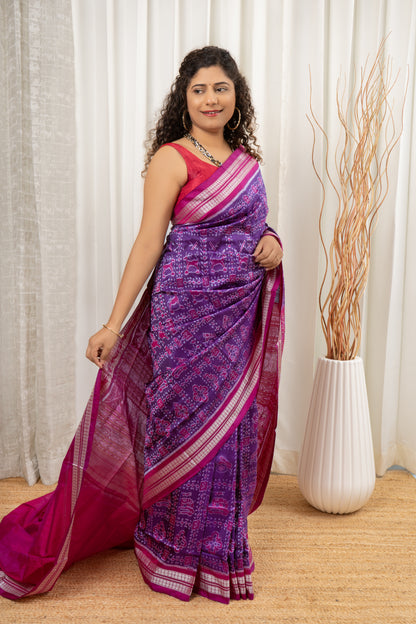 Exclusive Sambalpuri Pure Silk Saree - Purple