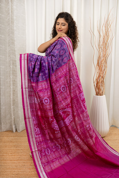 Exclusive Sambalpuri Pure Silk Saree - Purple