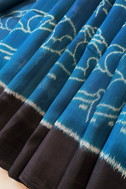 Exclusive Odisha Ikkat Pure Silk Saree- Teal Blue