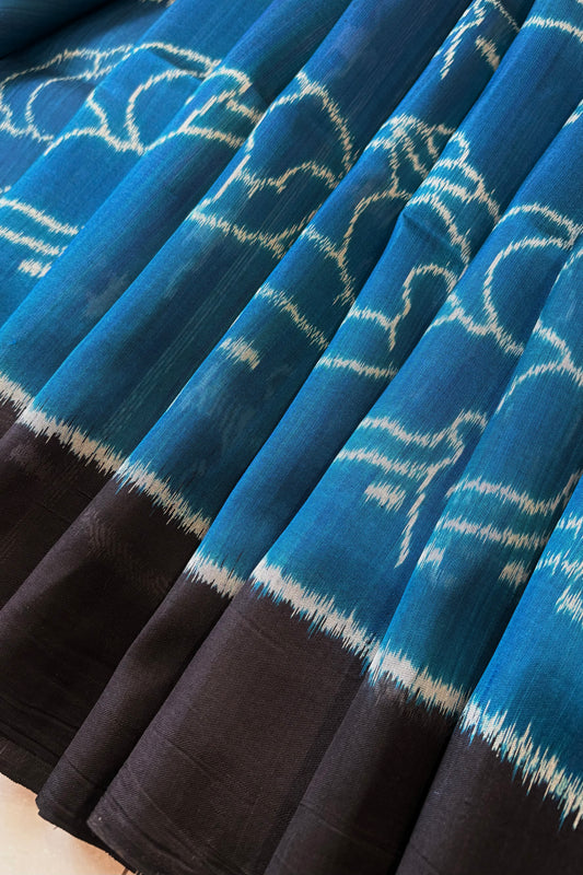 Exclusive Odisha Ikkat Pure Silk Saree- Teal Blue