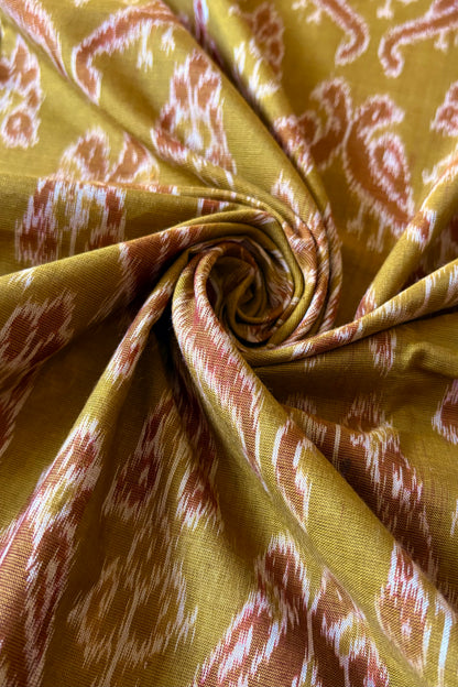 Odisha Ikkat Khandua Cotton Saree-  Mehendi Green