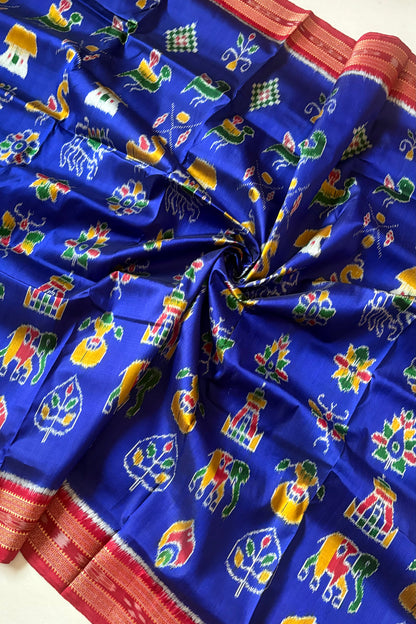 Exclusive Nabarangi Odisha Ikkat Khandua Silk Saree - Royal Blue