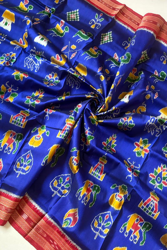 Exclusive Nabarangi Odisha Ikkat Khandua Silk Saree - Royal Blue