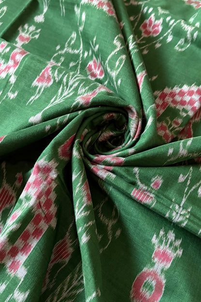 Odisha Ikkat Khandua Cotton Saree - Green