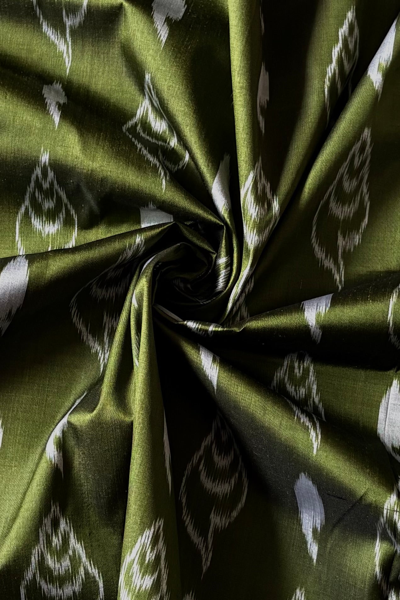 Odisha Ikkat Khandua Silk Saree - Olive green