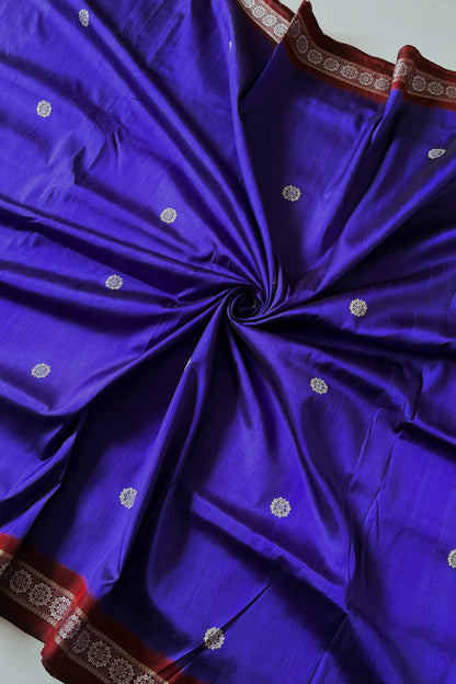 Odisha Ikkat Jalla Work Pure Silk Saree - Indigo