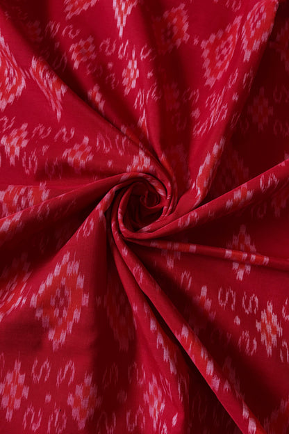 Odisha Ikkat Khandua Cotton Saree-Red