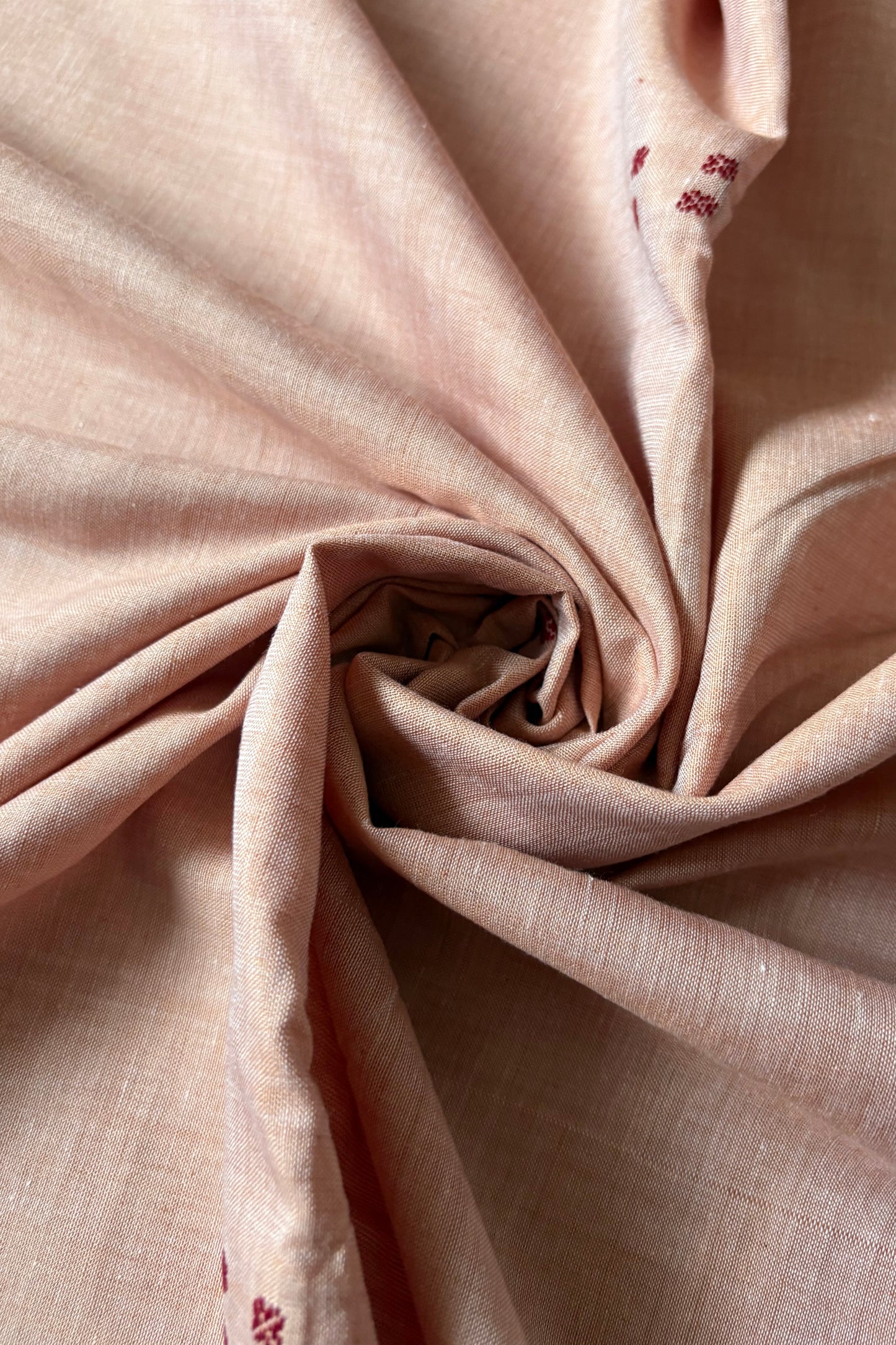 Ek Phulia Cotton Saree- Pinkish Beige &  Maroon
