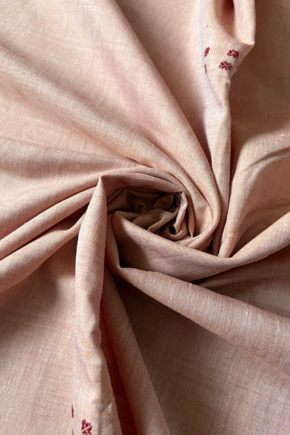 Ek Phulia Cotton Saree- Pinkish Beige &  Maroon