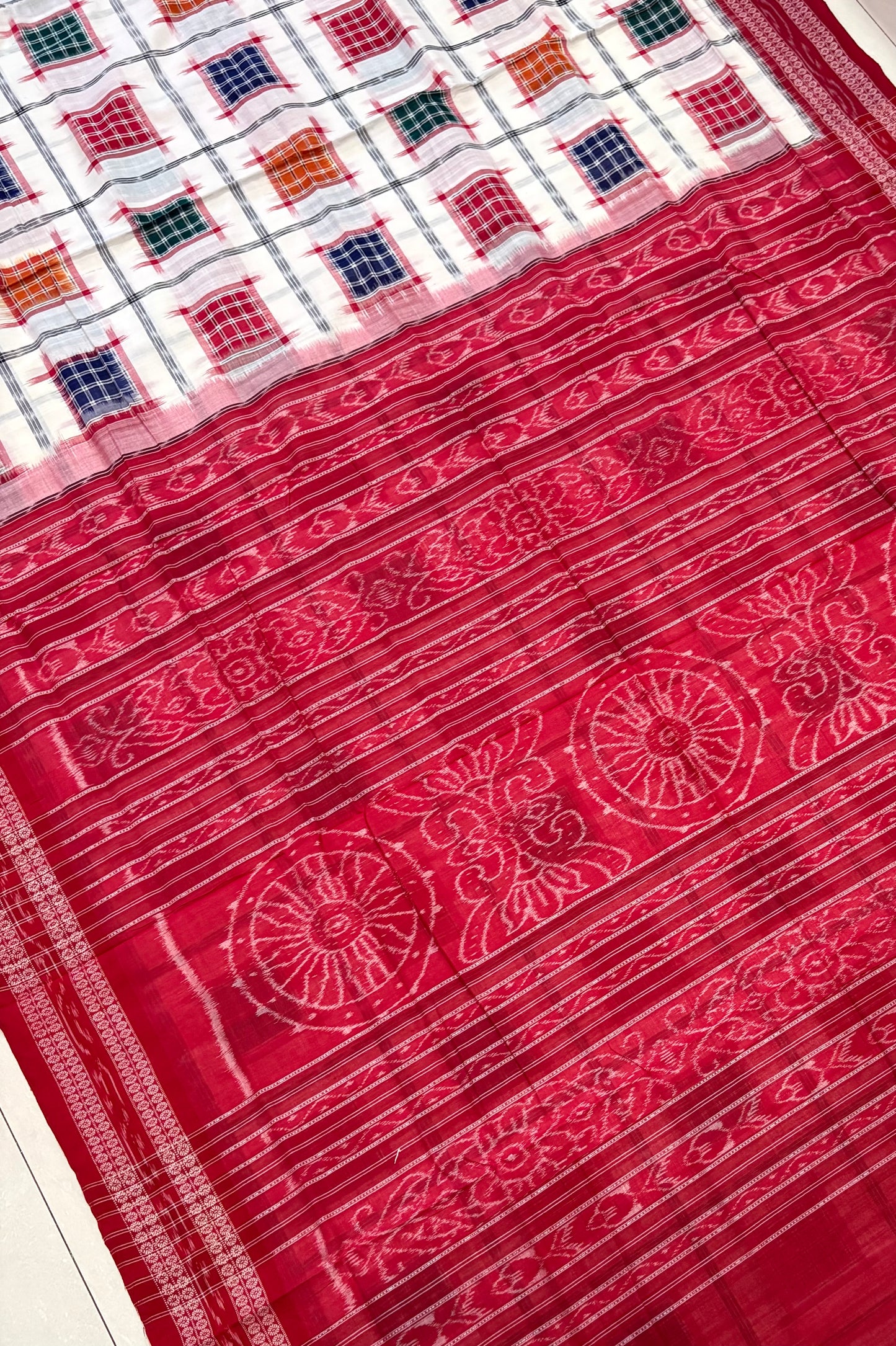 Exclusive Sambalpuri Pure Cotton Saree - White