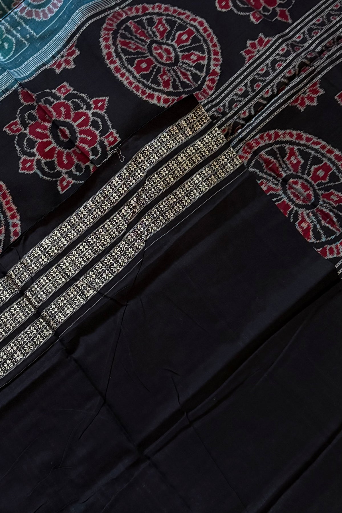 Exclusive Nabakothi Sambalpuri Cotton Saree: Light Teal