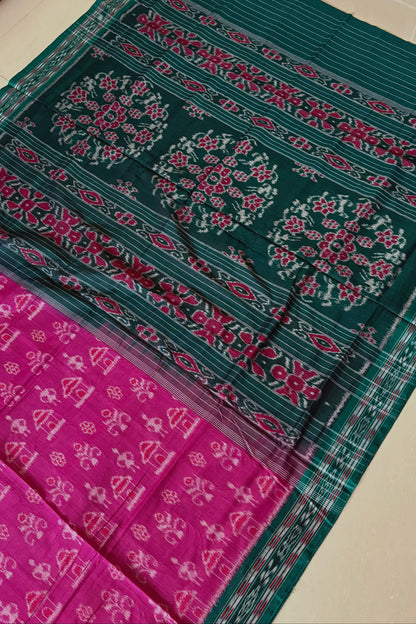 Odisha Ikkat Khandua Cotton Saree- Mauve Pink