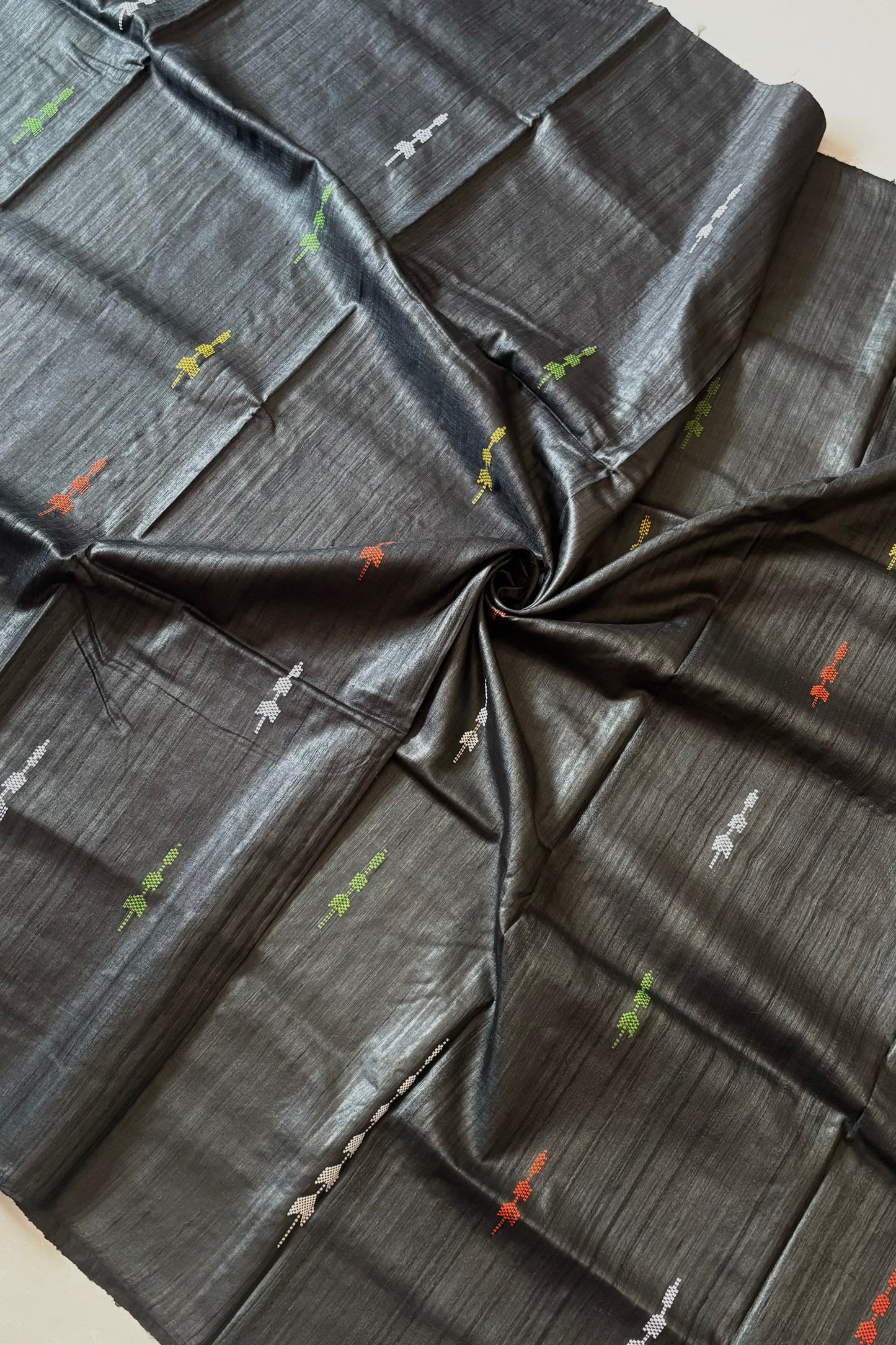 Gopalpur Tussar Silk Saree - Dark  Grey