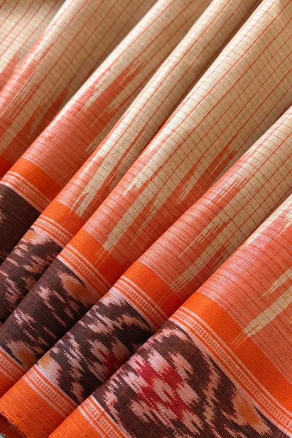 Nuapatna Ikkat Tussar (Matha) Silk Saree: Beige