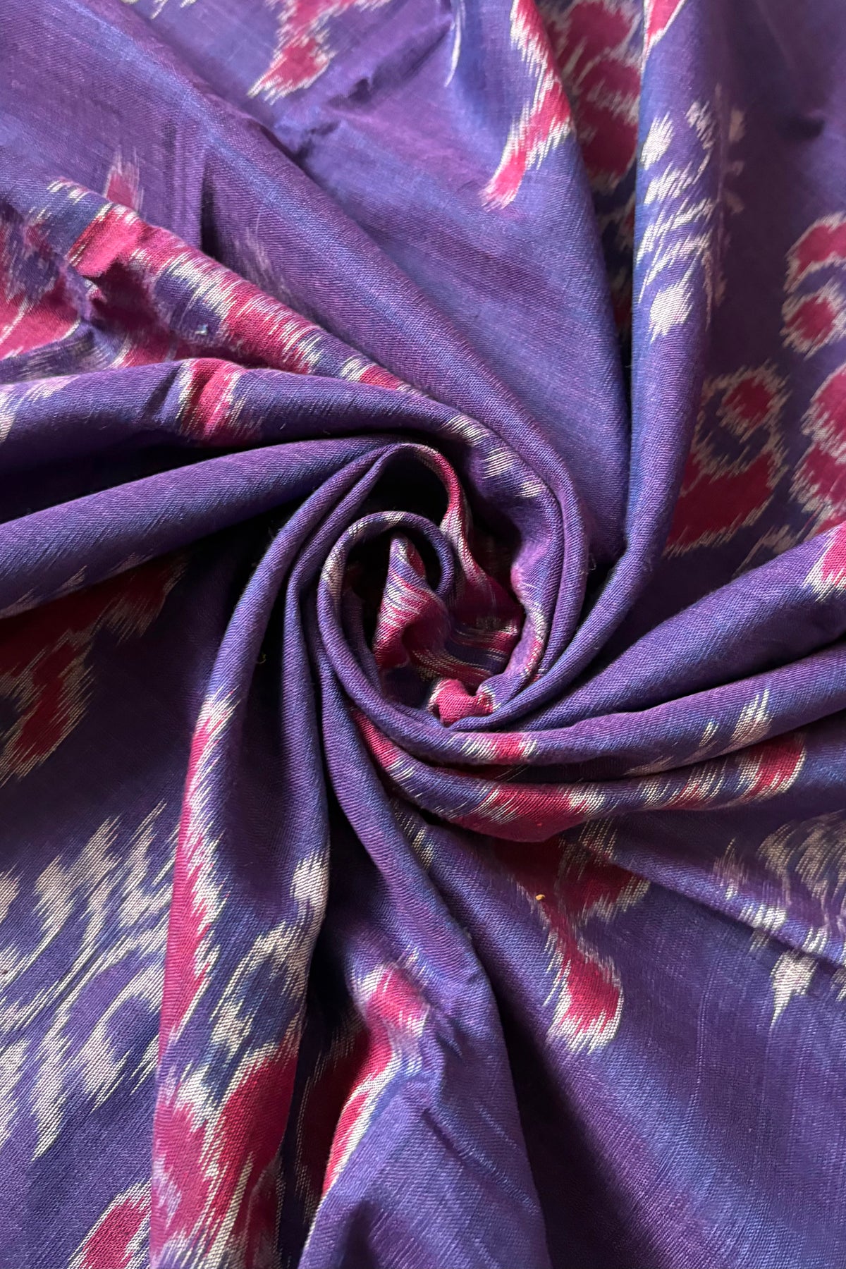 Odisha Ikkat Khandua Cotton Saree - Dual Tone Purple with White and Red
