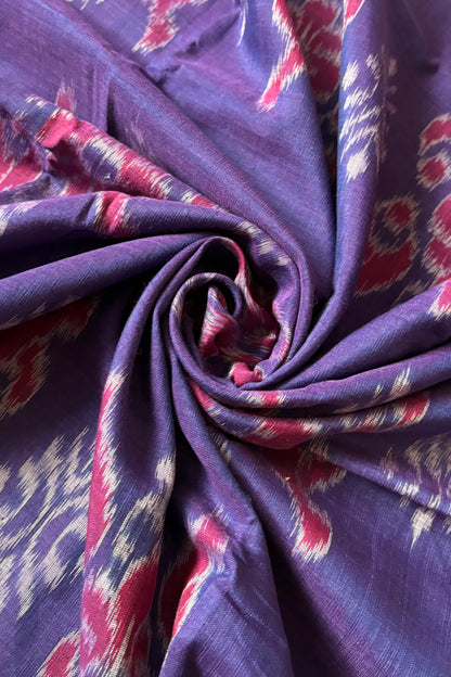Odisha Ikkat Khandua Cotton Saree - Dual Tone Purple with White and Red