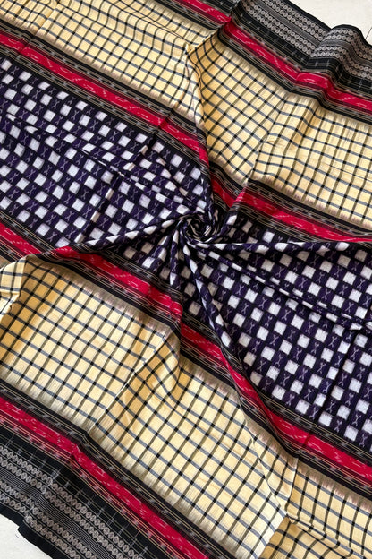 Sambalpuri Pure Cotton Saree- Checks and Squares