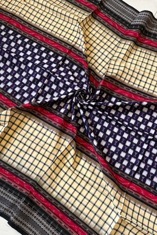 Sambalpuri Pure Cotton Saree- Checks and Squares