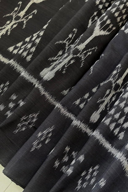Exclusive Bandha Body Ikkat Cotton Saree - Black