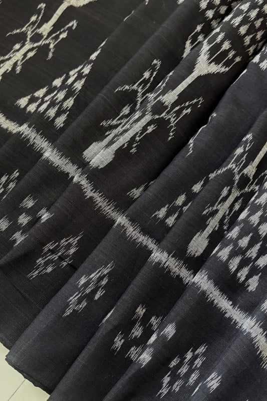 Exclusive Bandha Body Ikkat Cotton Saree - Black