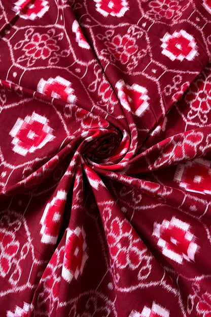 Sambalpuri Pure Cotton Saree - Maroon