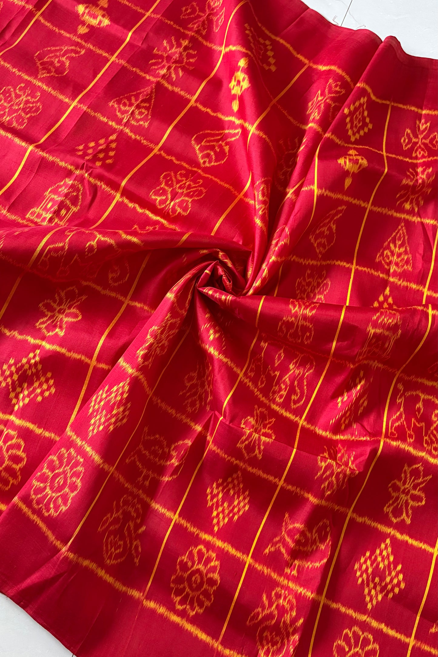 Exclusive Odisha Ikkat Nabakothi Pure Silk Saree- Red