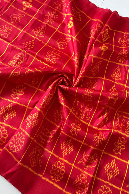 Exclusive Odisha Ikkat Nabakothi Pure Silk Saree- Red