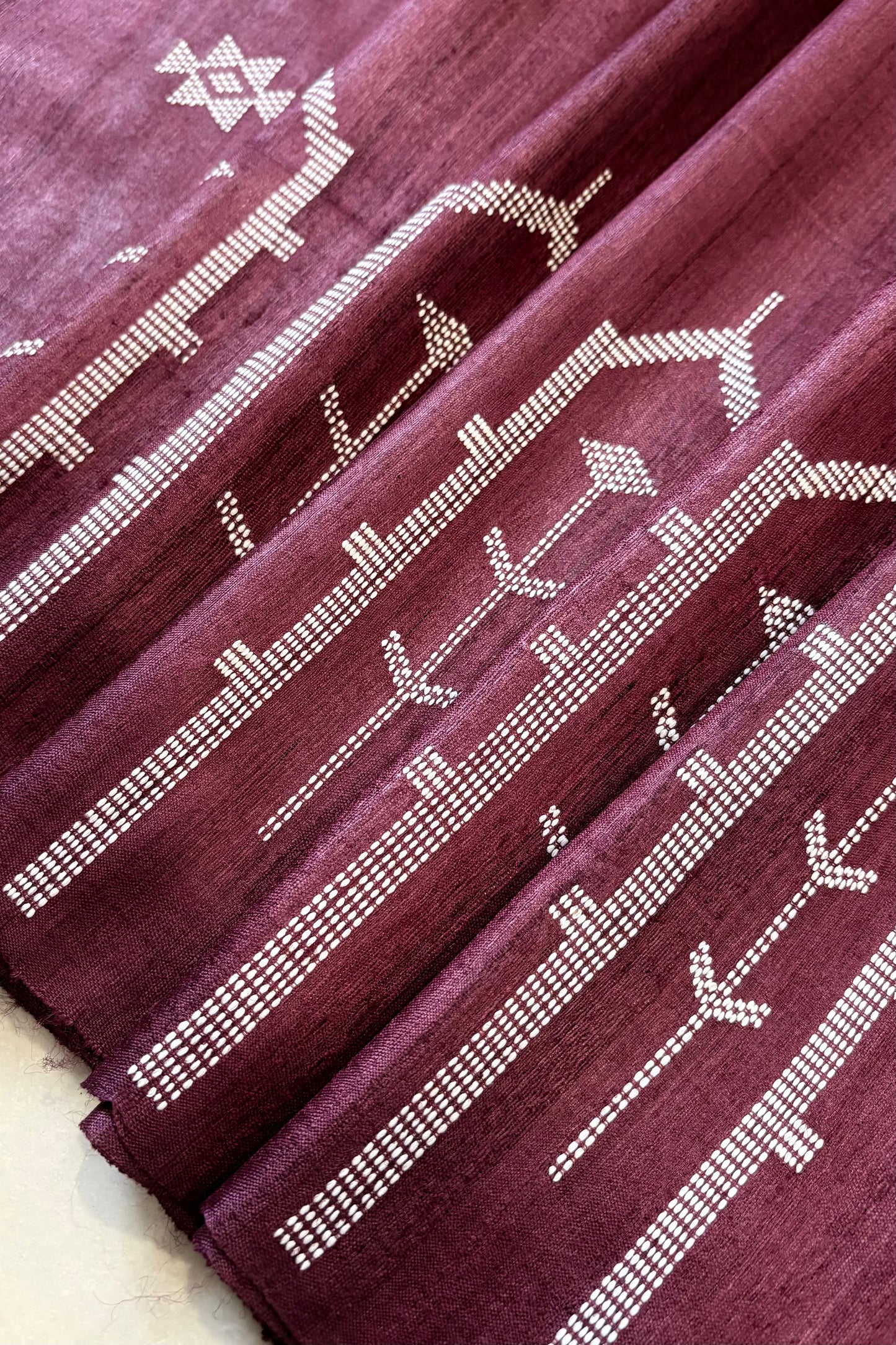 Gopalpur Tussar Silk Saree- Burgundy