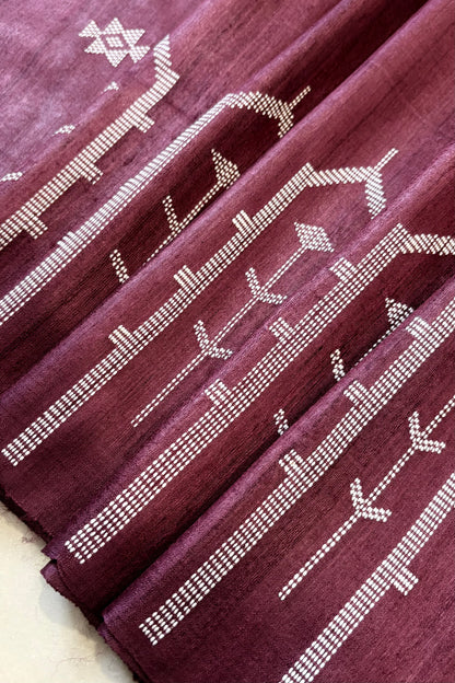Gopalpur Tussar Silk Saree- Burgundy