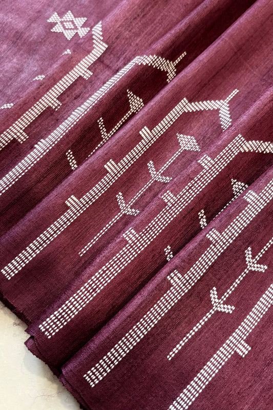 Gopalpur Tussar Silk Saree- Burgundy