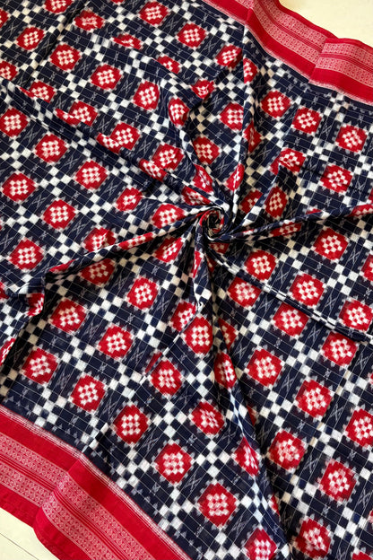 Sambalpuri Pure Cotton Saree - Navy