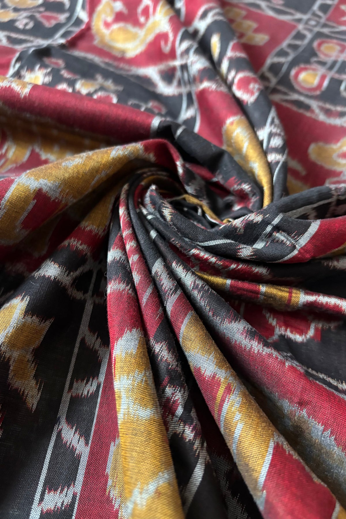 Exclusive Nabakothi Sambalpuri Cotton Saree: Black & Red