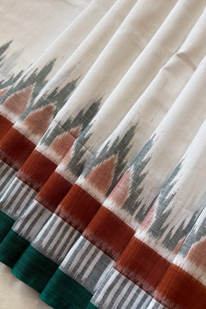 Odisha Ikkat Khandua Cotton Saree - White