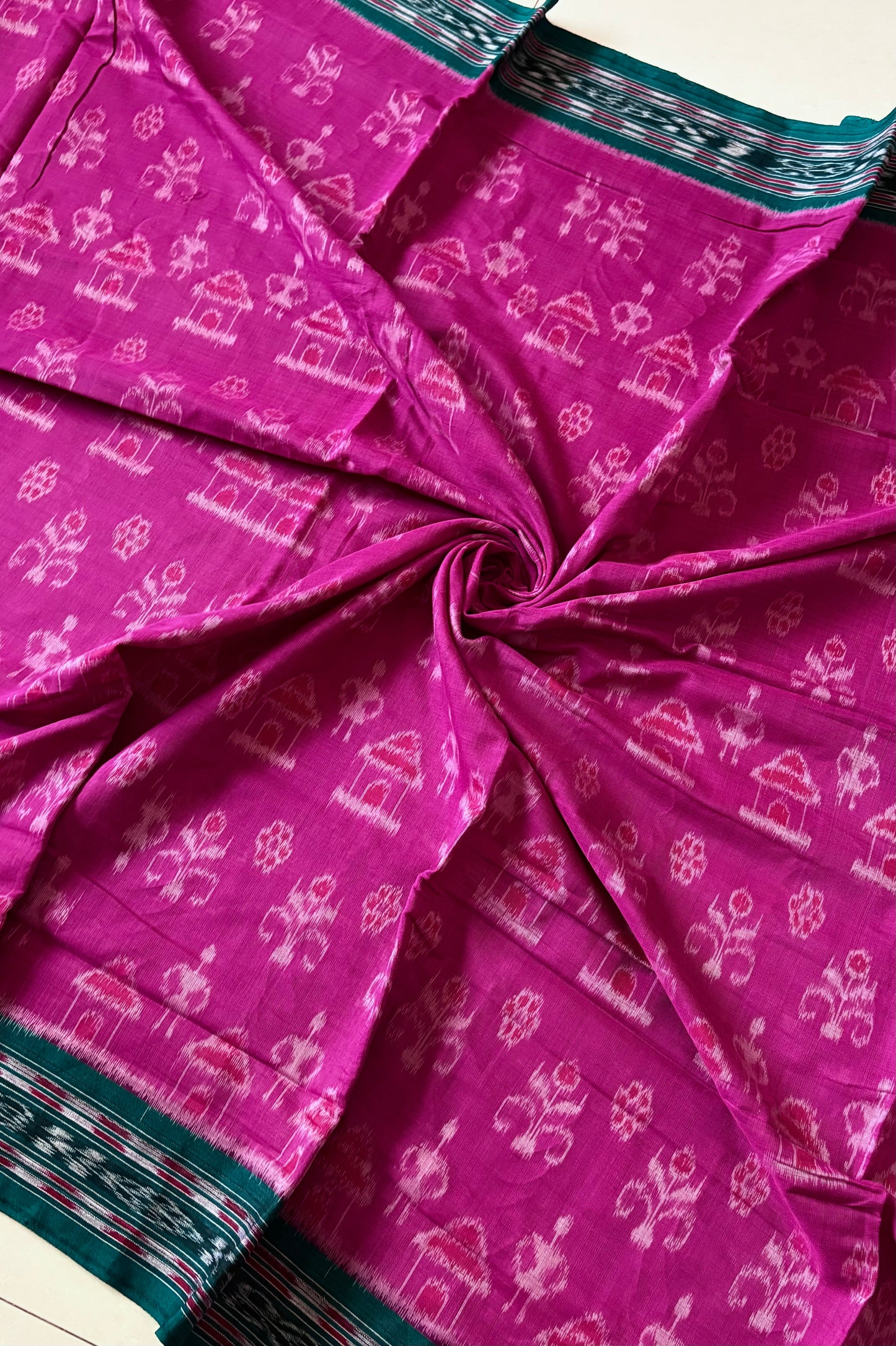 Odisha Ikkat Khandua Cotton Saree- Mauve Pink