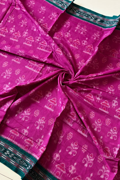 Odisha Ikkat Khandua Cotton Saree- Mauve Pink