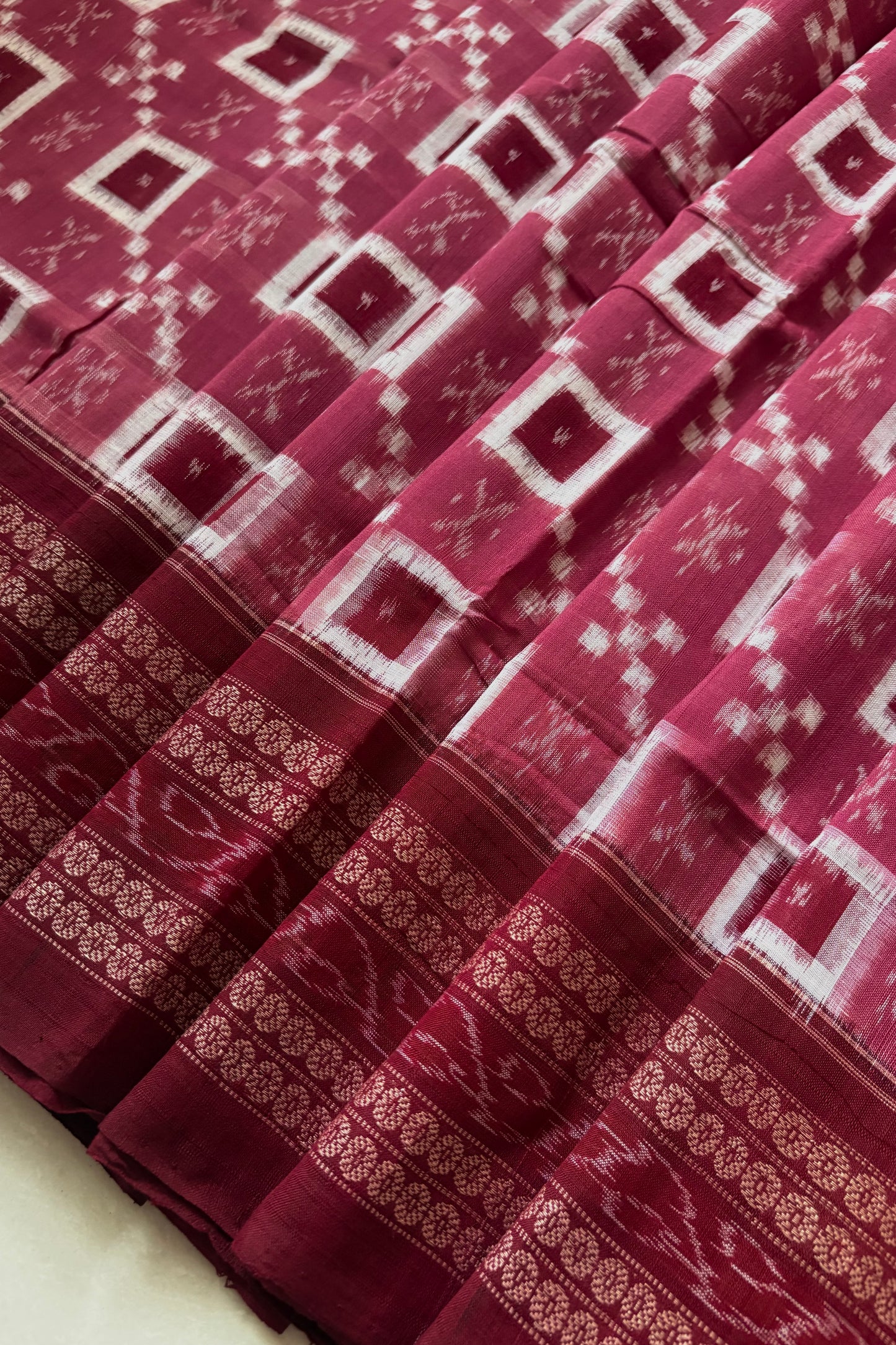 Exclusive Sambalpuri Pure Cotton Saree - Onion Pink
