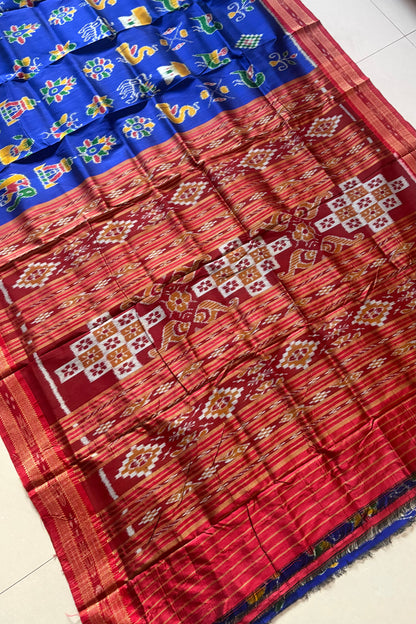 Exclusive Nabarangi Odisha Ikkat Khandua Silk Saree - Royal Blue
