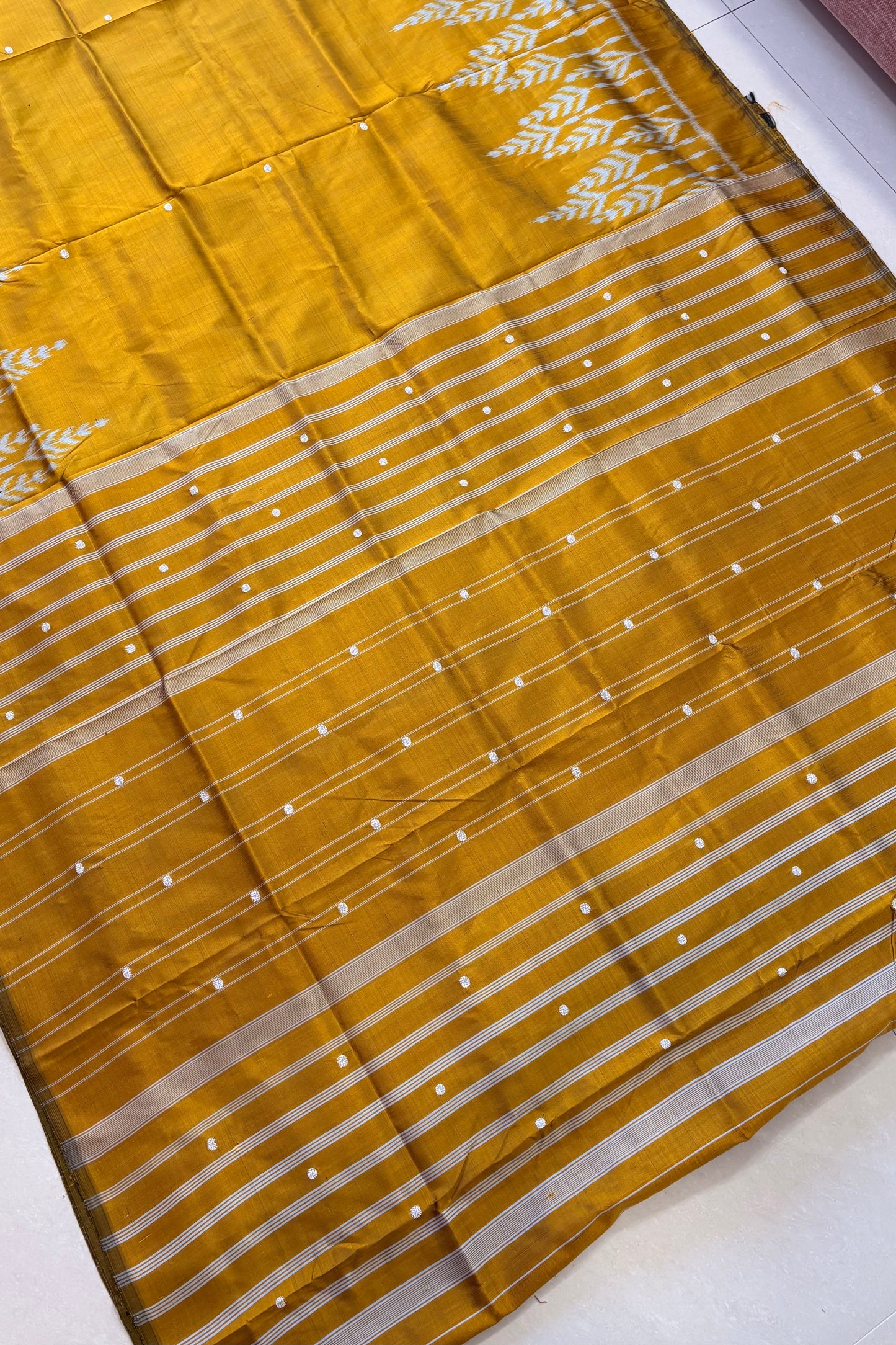 Exclusive Odisha Ikkat Pure Silk Saree- Mustard Gold