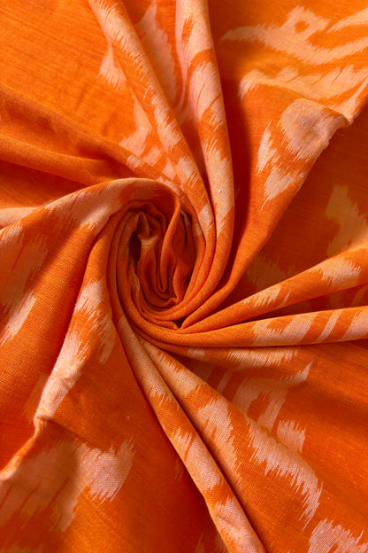 Nuapatna Ikkat Khandua Cotton Saree - Orange
