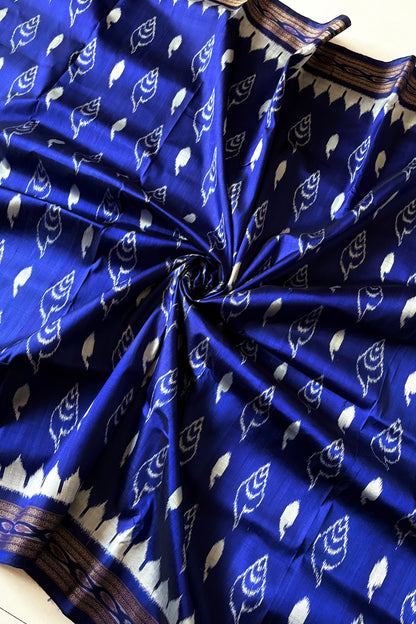 Odisha Ikkat Khandua Silk Saree - Indigo