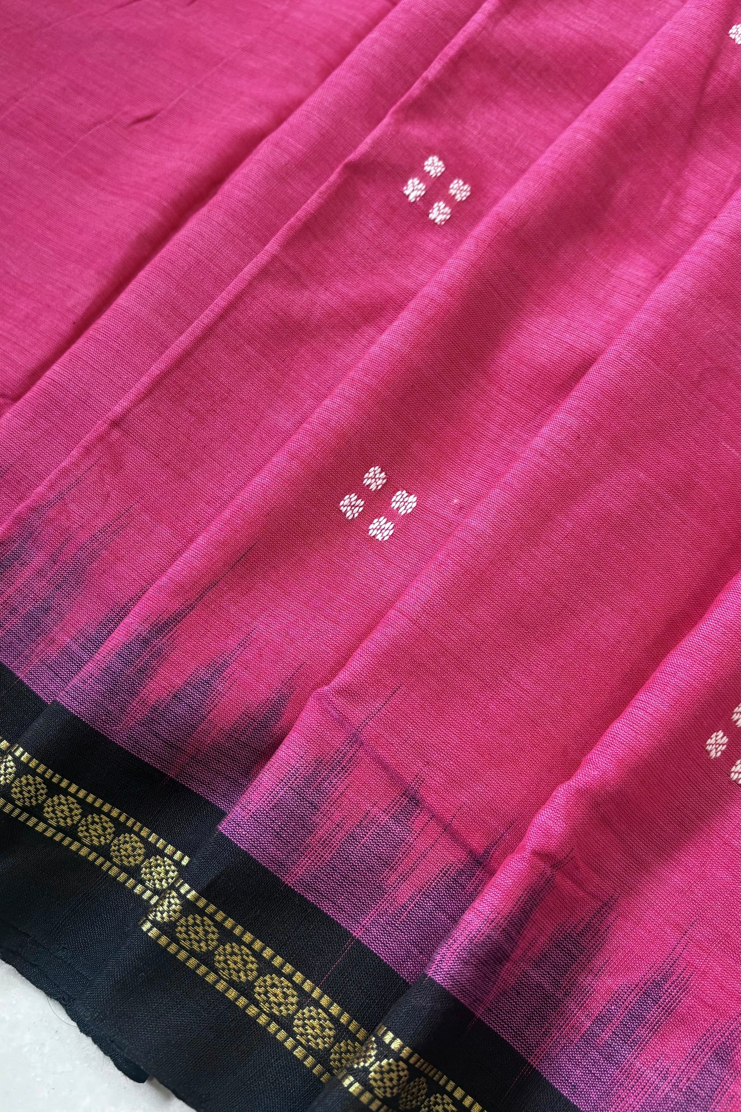 Ek Phulia Cotton Saree - Carrot Pink
