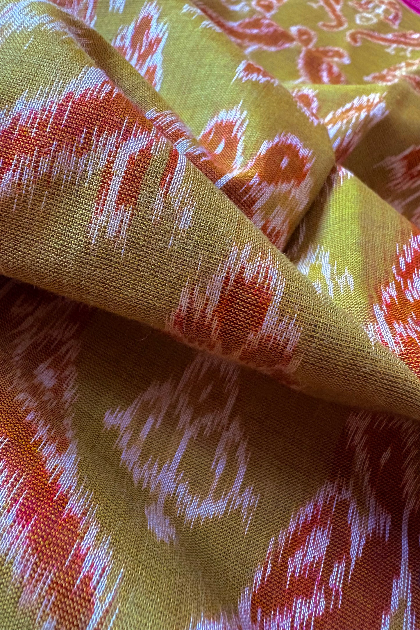 Odisha Ikkat Khandua Cotton Saree-  Mehendi Green