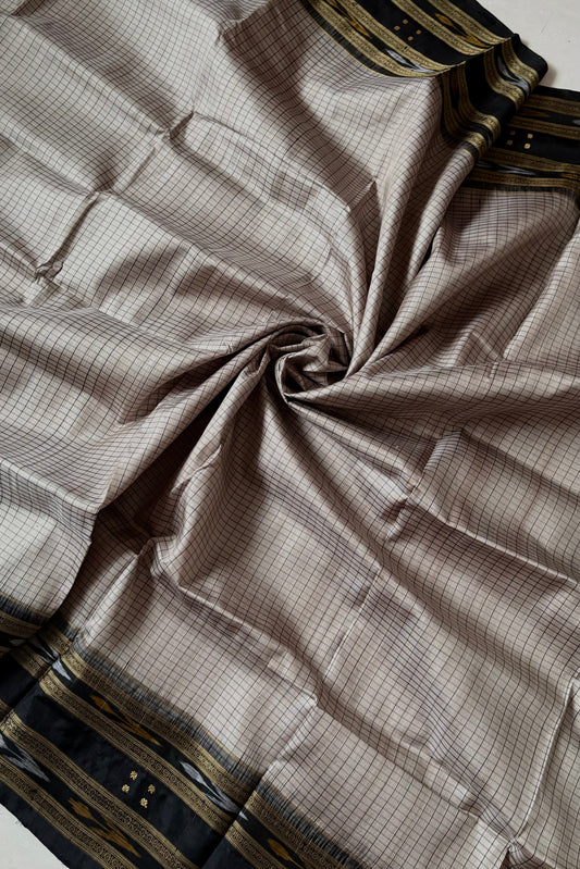 Odisha Ikkat Nuapatna Silk Saree - Silver Grey