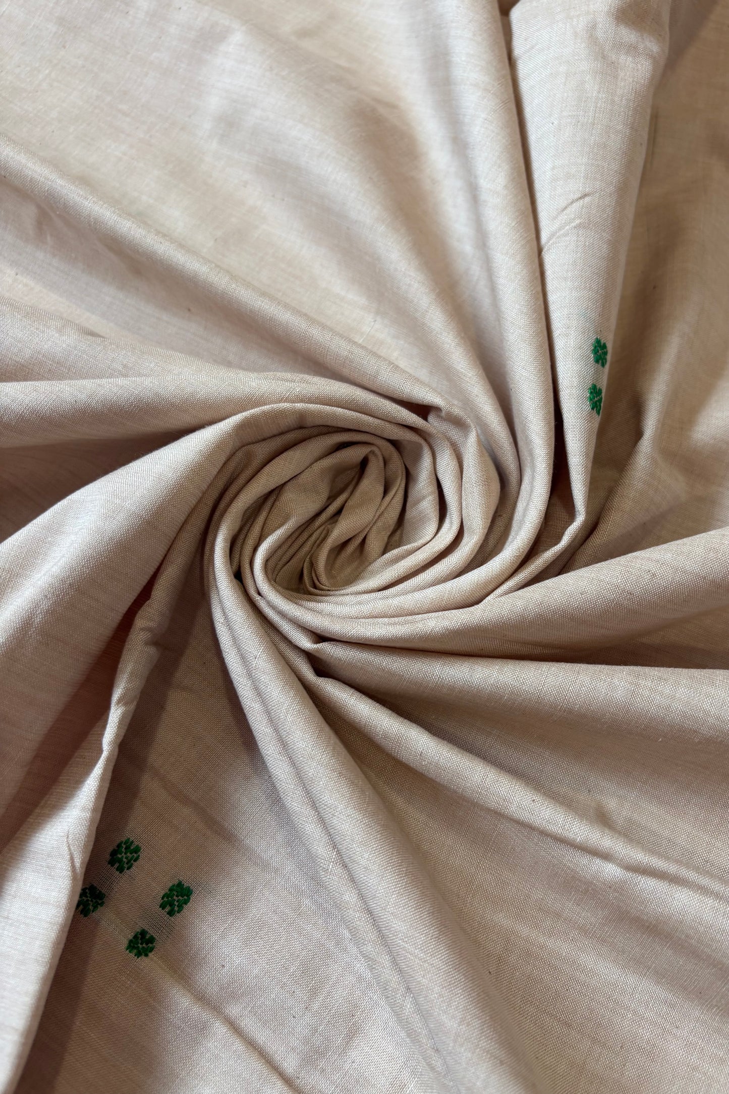 Ek Phulia Cotton Saree-Beige and Green