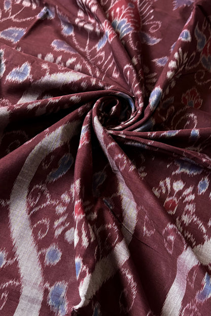 Odisha Ikkat Khandua Cotton Saree - Dark Coffee